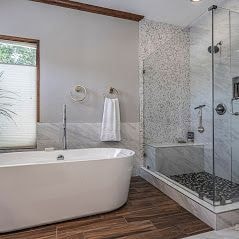 Luxury bathroom remodel with freestanding tub